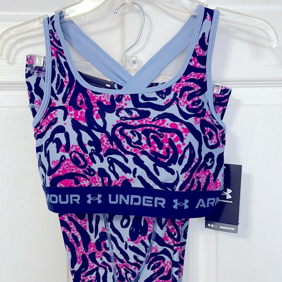Bundle animal print under armour leggings and sports bra set MINERAL BLUE/NAVY - Picture 2 of 7